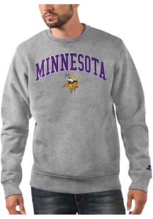Starter Minnesota Vikings Mens Grey Arch Name Long Sleeve Crew Sweatshirt