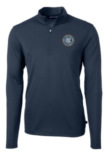 Cutter and Buck New York City FC Mens Navy Blue Virtue Eco Pique Big and Tall Qtr Zip