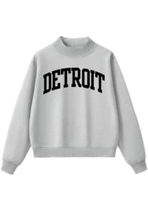 Summit Sportswear Detroit Womens Grey Detroit Mock Neck Crew Sweatshirt