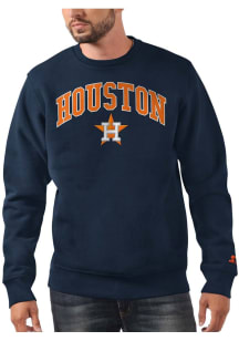 Starter Houston Astros Mens Navy Blue Arch Name Long Sleeve Crew Sweatshirt