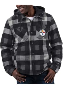 Pittsburgh Steelers Mens Black Sherpa Lined Plaid Medium Weight Jacket