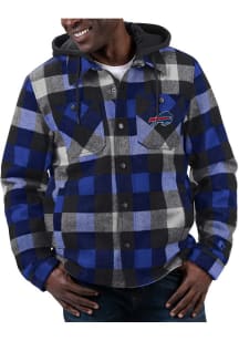 Buffalo Bills Mens Blue Sherpa Lined Plaid Medium Weight Jacket