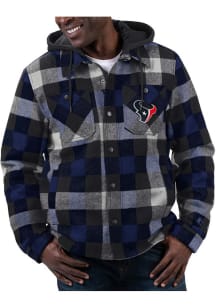Houston Texans Mens Navy Blue Sherpa Lined Plaid Medium Weight Jacket