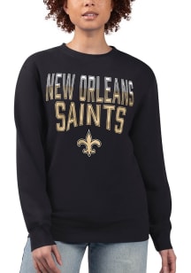 New Orleans Saints Womens Black Drop Shoulder Crew Sweatshirt