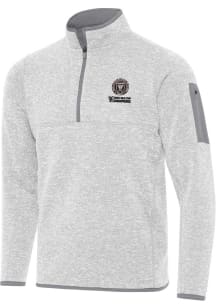 Antigua Inter Miami CF Mens Grey 2025 Cup Champions Fortune Long Sleeve Qtr Zip Pullover