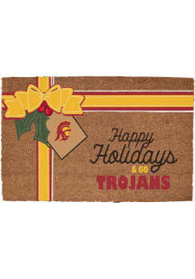 USC Trojans Holiday Bow 19.5x29.5 Door Mat