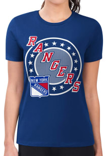 4Her New York Rangers Womens Blue Pinstripe Circle Short Sleeve T-Shirt
