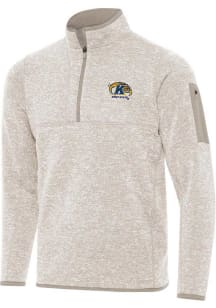 Antigua Kent State Golden Flashes Mens Oatmeal Fortune Long Sleeve Qtr Zip Pullover