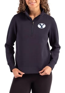 Cutter and Buck BYU Cougars Womens Navy Blue Roam Qtr Zip