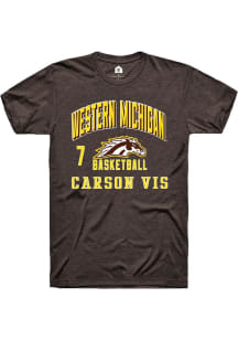 Carson Vis Western Michigan Broncos Brown NIL Arch Logo Short Sleeve Player T Shirt