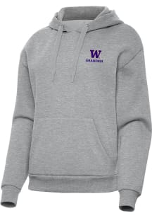 Antigua Washington Huskies Womens Grey Heather Grandma Victory Hooded Sweatshirt