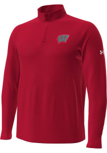 Under Armour Wisconsin Badgers Mens Red Lambeau Field Long Sleeve Qtr Zip Pullover