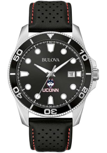 Bulova UConn Huskies Sport Leather Mens Watch