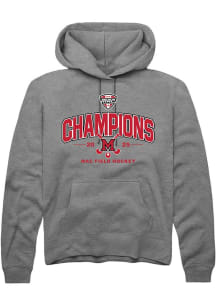 Summit Sportswear Miami RedHawks Mens Graphite 2025 MAC Field Hockey Champions Long Sleeve Hoodie