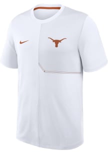 Nike Texas Longhorns White DriFit Coach Practice Short Sleeve T Shirt
