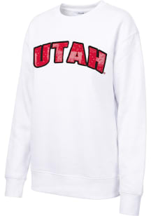 Utah Utes Womens White Paisley Sport Fleece Crew Sweatshirt