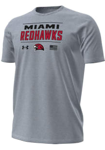 Under Armour Miami RedHawks Grey Printed Team Graphic Performance Short Sleeve T Shirt