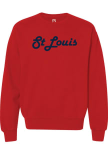Summit Sportswear St Louis Mens Red Retro Wordamrk Long Sleeve Crew Sweatshirt