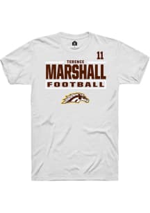 Terence Marshall Western Michigan Broncos White Football NIL Stacked Box Short Sleeve Player T Shi..