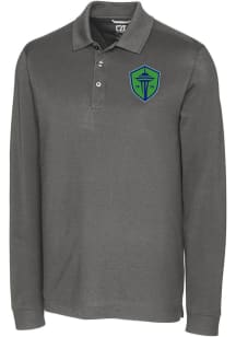 Cutter and Buck Seattle Sounders FC Mens Graphite Advantage Long Sleeve Polo Shirt