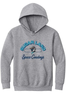 Summit Sportswear Sugar Land Space Cowboys Youth Grey Vintage Arch Script Long Sleeve Hoodie