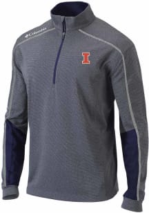 Columbia Illinois Fighting Illini Mens Navy Blue Heat Seal Omni Wick Shotgun 2.0 Long Sleeve Qtr Z..