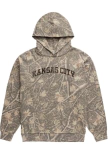 Uscape Kansas City Mens Green Distressed Camo Wordmark Long Sleeve Hoodie