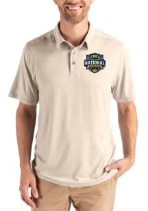 Cutter and Buck Michigan Wolverines Mens Oatmeal 2026 MBB Champions Coastline Eco Short Sleeve Pol..
