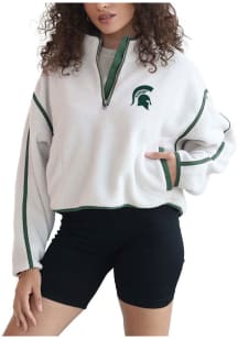Michigan State Spartans Womens White On the Run Qtr Zip