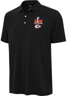 Antigua Kansas City Chiefs Mens Black 2024 Super Bowl Bound Western Short Sleeve Polo