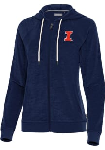Antigua Illinois Fighting Illini Womens Navy Blue Favorite Long Sleeve Full Zip Jacket