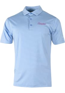 Columbia Houston Cougars Mens Houston Blue Double Hit Short Sleeve Polo