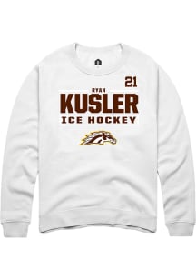 Ryan Kusler Western Michigan Broncos Mens White NIL Stacked Box Player Crew