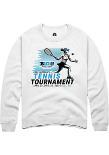 Rally Big Ten Mens White 2025 Womens Tennis Tournament Long Sleeve Crew Sweatshirt