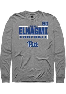 Akram Elnagmi Pitt Panthers Graphite Football NIL Stacked Box Long Sleeve Player T Shirt