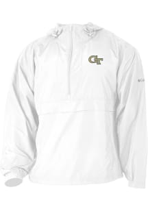 Columbia GA Tech Yellow Jackets Mens White Heat Seal Prodigy Long Sleeve Qtr Zip Pullover