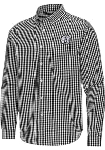 Antigua Brooklyn Nets Mens Black Ellis Long Sleeve Dress Shirt