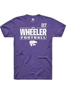 Ben Wheeler K-State Wildcats Purple Football NIL Stacked Box Short Sleeve Player T Shirt