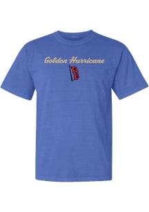 Summit Sportswear Tulsa Golden Hurricane Blue Script Logo Short Sleeve T Shirt