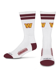 Washington Commanders White Stripes Mens Crew Socks