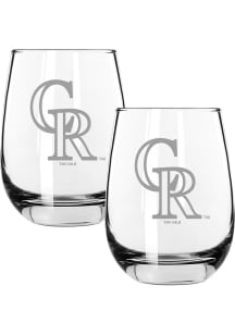 Colorado Rockies Logo 2 Pack 15oz Stemless Stemless Wine Glass - White