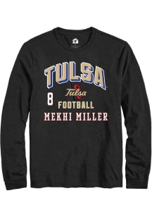 Mekhi Miller Tulsa Golden Hurricane Black Football NIL Arch Logo Long Sleeve Player T Shirt