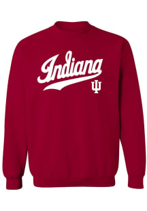 Indiana Hoosiers Mens Crimson Baseball Script Long Sleeve Crew Sweatshirt