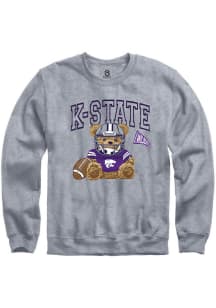 Summit Sportswear K-State Wildcats Womens Grey Bear Necessities Crew Sweatshirt