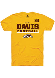 Jayden Davis Western Michigan Broncos Gold Football NIL Stacked Box Short Sleeve Player T Shirt