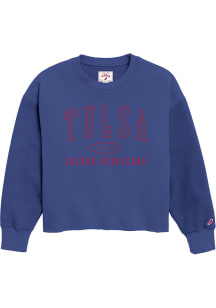League Tulsa Golden Hurricane Womens Royal Blue Reverse Fleece Crew Sweatshirt
