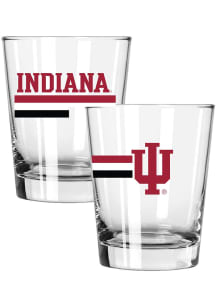 Indiana Hoosiers Big Stripes 2 Pack 15oz Etched Rock Glass - Clear