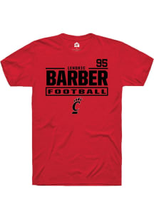 Lendric Barber Cincinnati Bearcats Red Football NIL Stacked Box Short Sleeve Player T Shirt