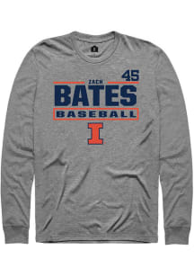 Zach Bates Illinois Fighting Illini Graphite NIL Stacked Box Long Sleeve Player T Shirt
