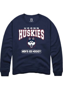 Summit Sportswear UConn Huskies Mens Navy Blue Men's Ice Hockey Long Sleeve Crew Sweatshirt